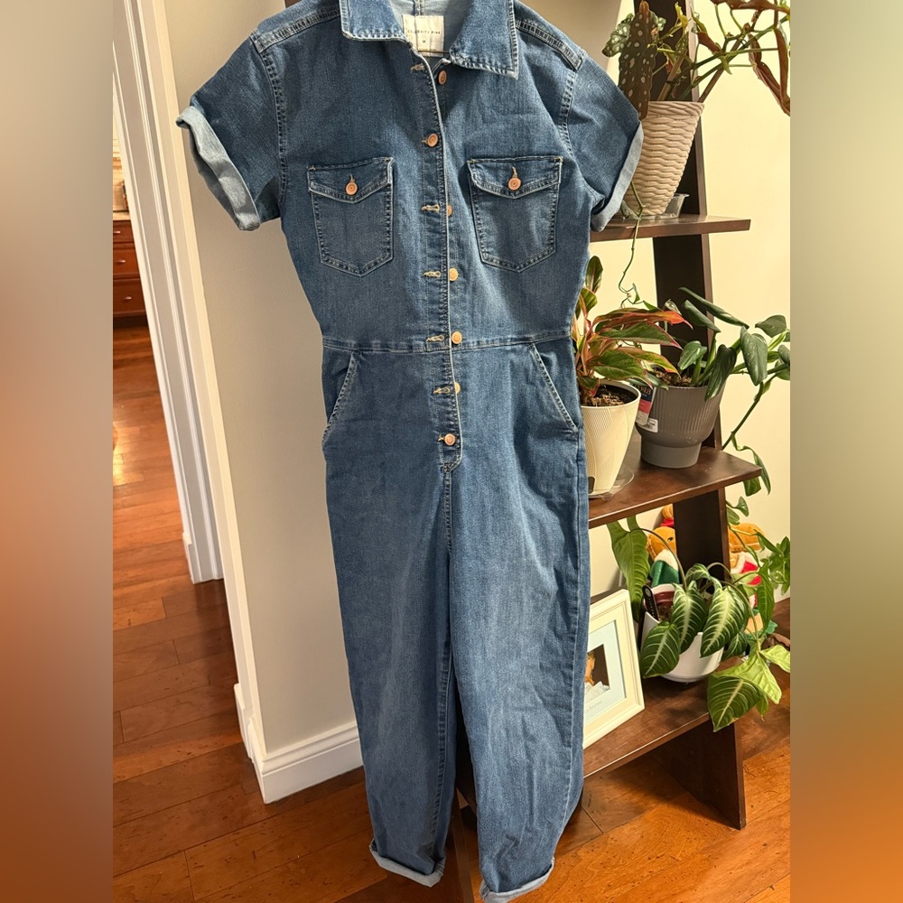 Women’s Celebrity Pink Blue Denim Jumpsuit